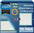 Inspire Disposable Underpads – Waterproof Bed & Chair Protection (36 × 36 in, 50 Count)