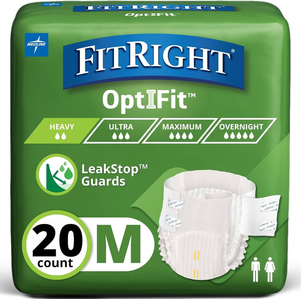Incontinence Briefs- FitRight Extra+ Adult Incontinence Briefs – Medium (32–44 in), 20 Count