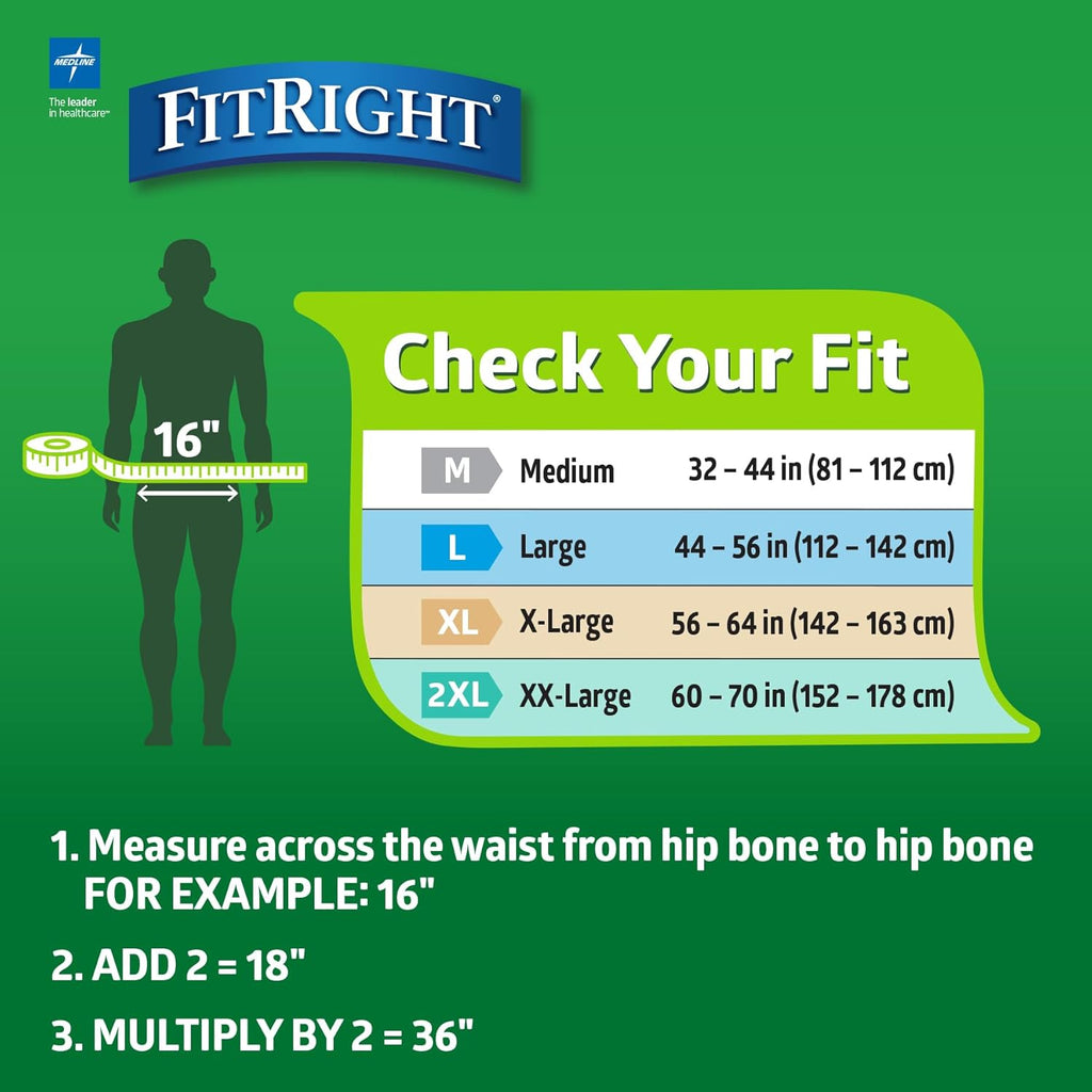 Incontinence Briefs- FitRight Extra+ Adult Incontinence Briefs – Medium (32–44 in), 20 Count