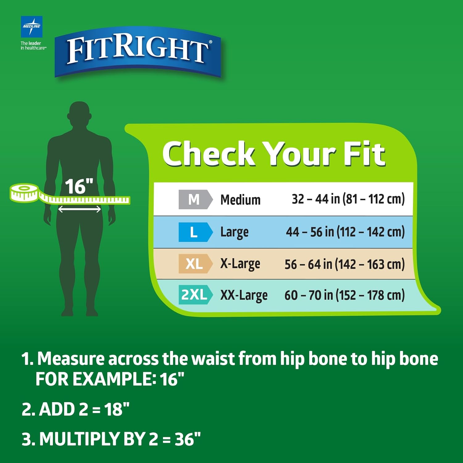 Incontinence Briefs- FitRight Extra+ Adult Incontinence Briefs – Medium (32–44 in), 20 Count