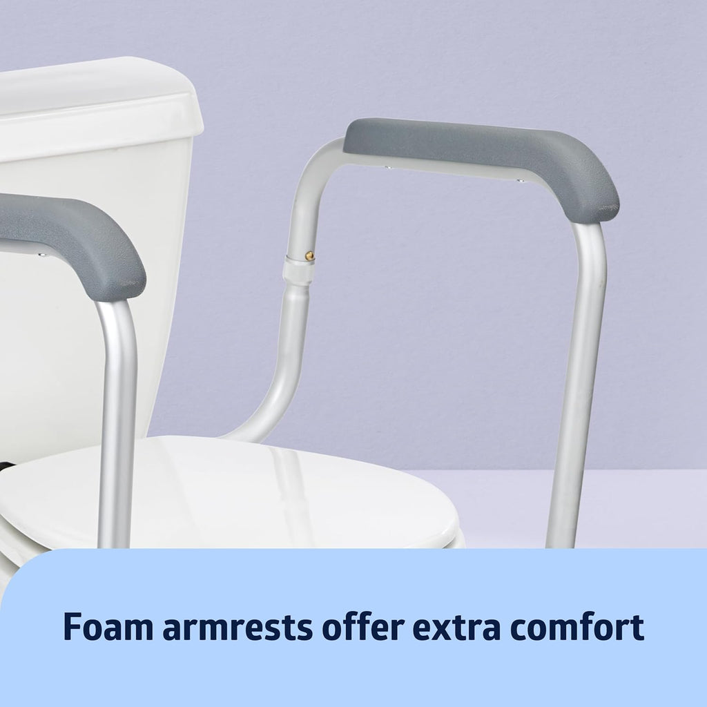 Medline Toilet Safety Rail for Seniors – Adjustable Bathroom Support Frame with Armrests