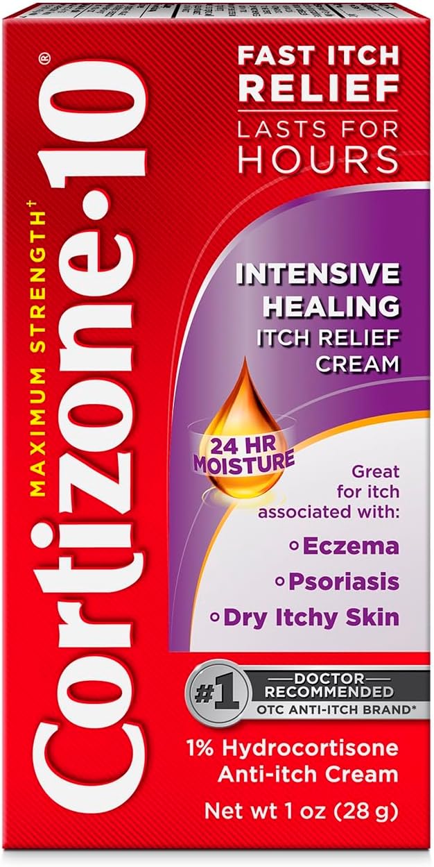 Cortizone-10 Maximum Strength Intensive Healing Anti-Itch Cream – 1% Hydrocortisone – 1 Oz – FSA/HSA Eligible