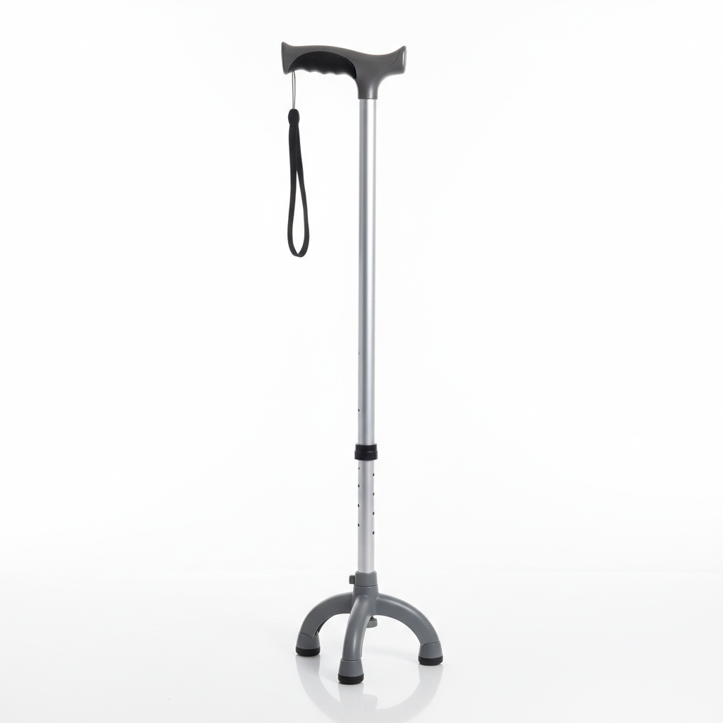 Adjustable walking cane with ergonomic handle