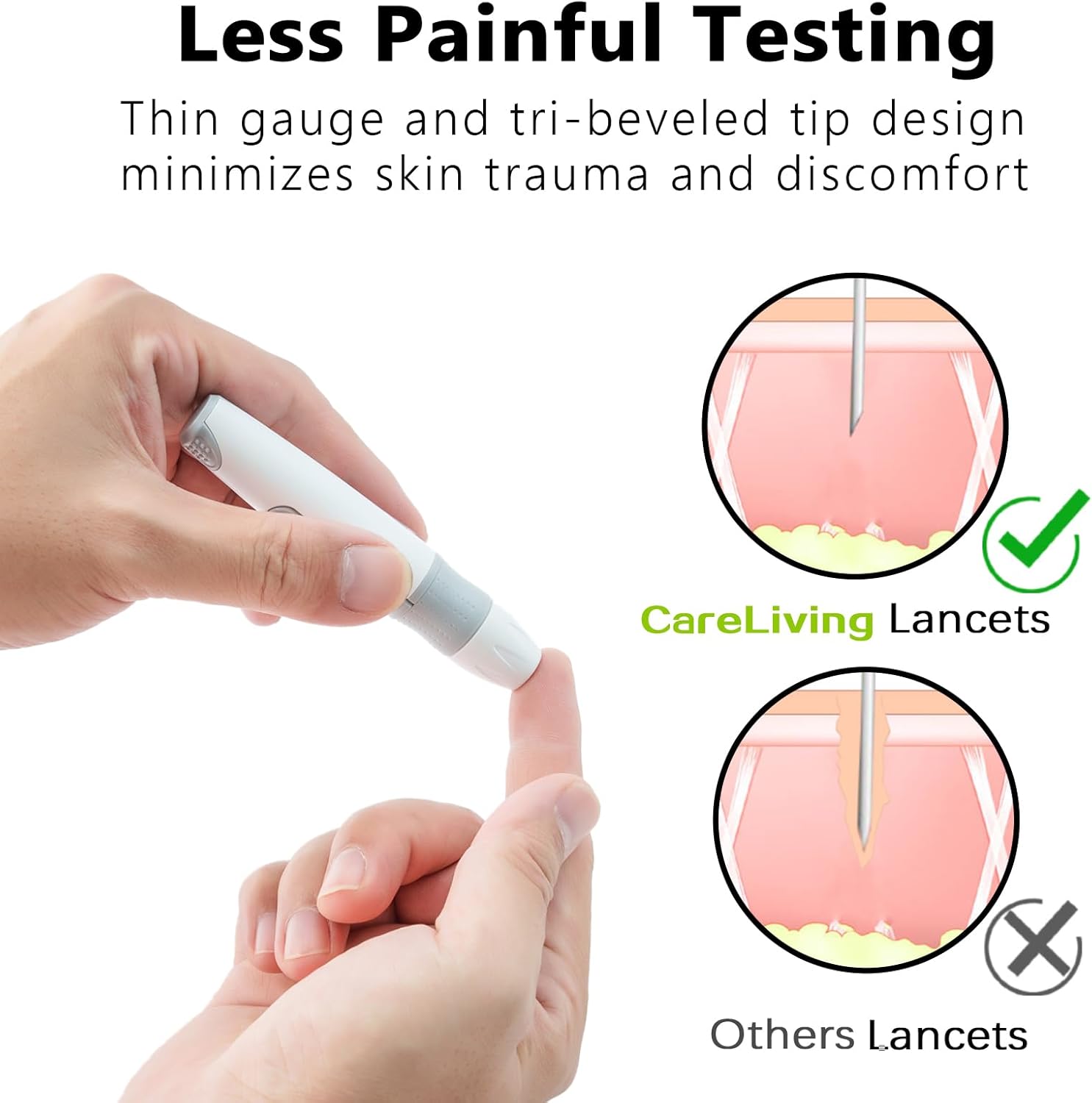 Care Touch Lancing Device with Ejector  Adjustable Depth | Compatible with Most Standard Lancets | Easy, One-Hand Use