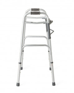 Medline Two-Button Folding Walker – Adult, Aluminum, 300 lb Capacity